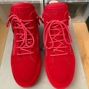 Giuseppe Zanotti Red Kriss Velvet Sneakers
